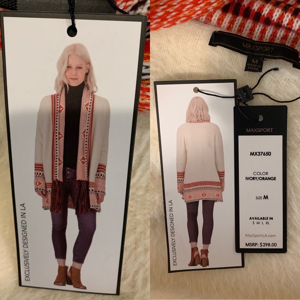 Nwt Max Sport Fuzzy Fringe Cardigan Szmed View 3